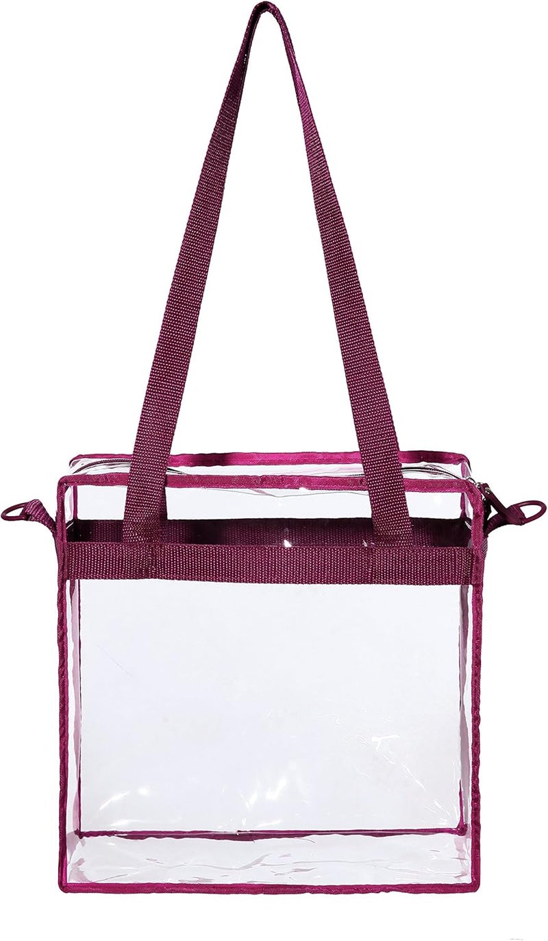 BAGAIL Clear Bags 12x6x12 Stadium Approved Clear Tote Bag with Zipper Closure Crossbody Shoulder Bag with Adjustable Strap - Image 5